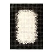 Patchwork-Kuhfellteppich K-1809 Mosaik Weiß-Schwarz