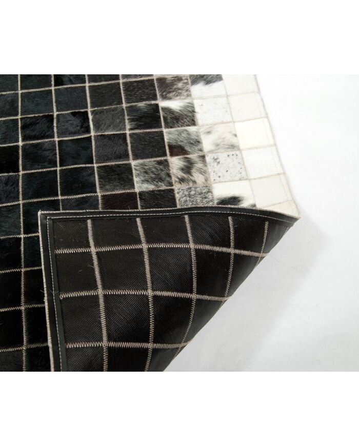 Patchwork-Kuhfellteppich K-1810 Mosaik Schwarz-Weiß