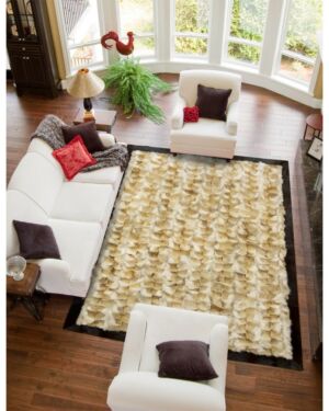 Fur Rug Wolf Natural With Frame k-149