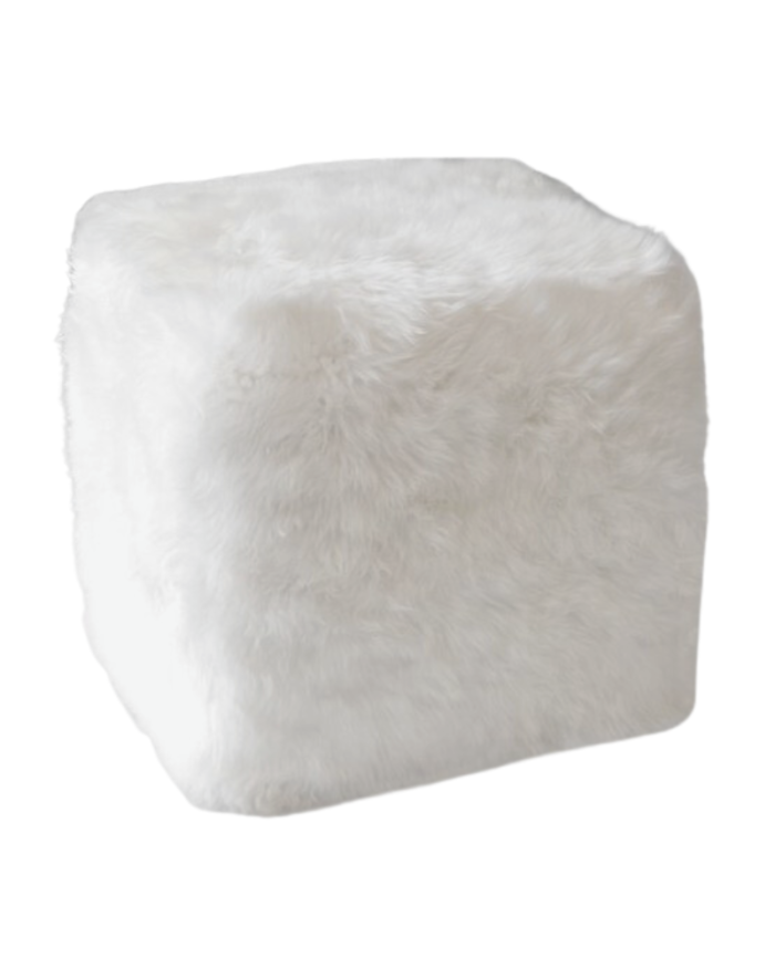 Γούνινο σκαμπό πουφ άσπρο από sheepskin C-207 | FUR HOME