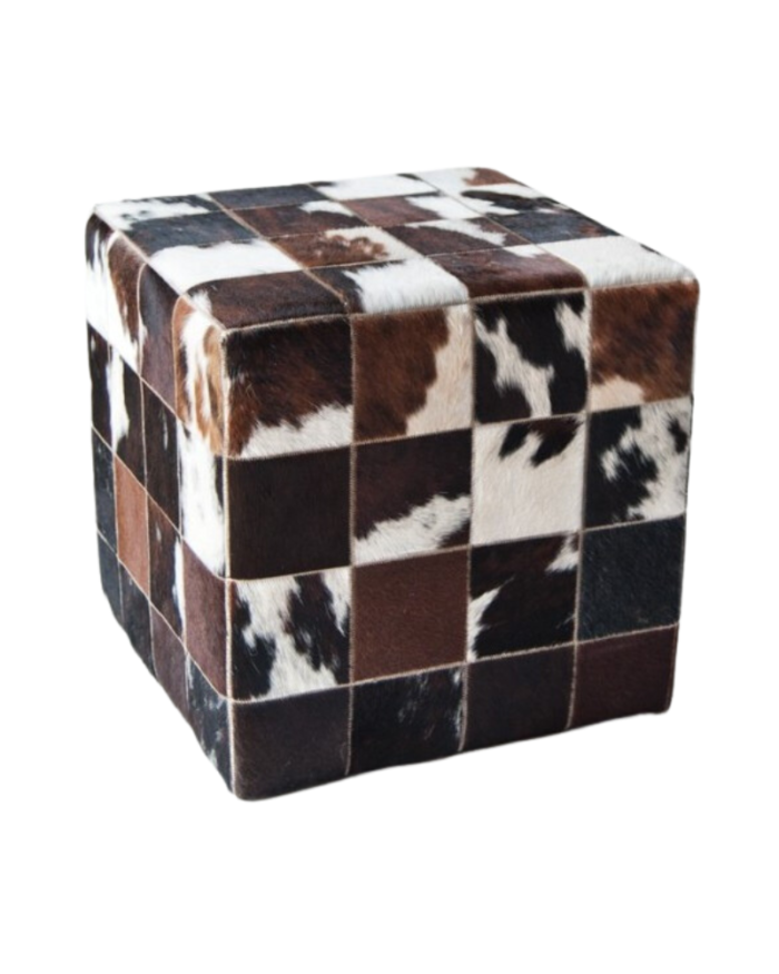 Cowhide cube cover* brown white pony skin