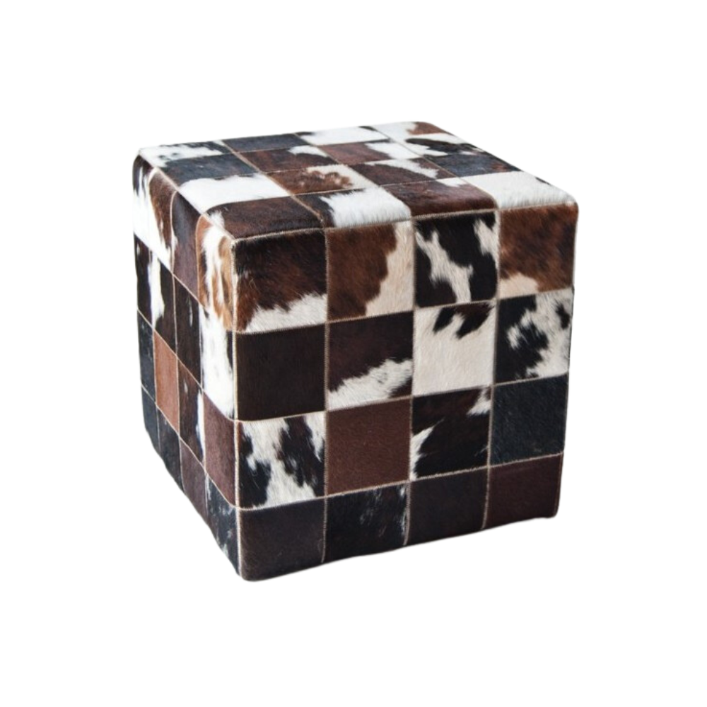 Cowhide cube cover* brown white pony skin