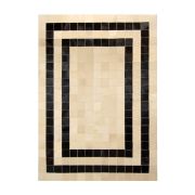 Patchwork Cowhide rug k-157  mosaik cappuccino double line testa di moro