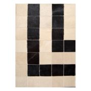 Patchwork Cowhide rug k-157  mosaik cappuccino double line testa di moro