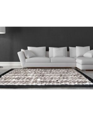 Fur Rug k-1869 Fox White - Grey frame croco nero