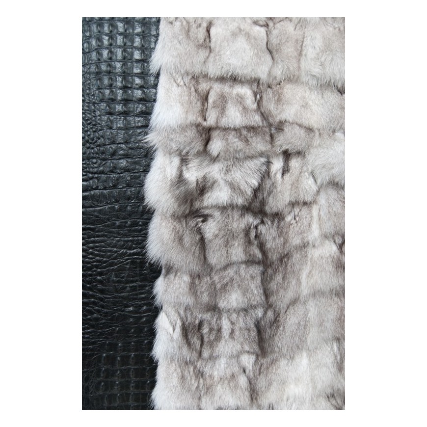 Fur Rug k-1869 Fox White - Grey frame croco nero