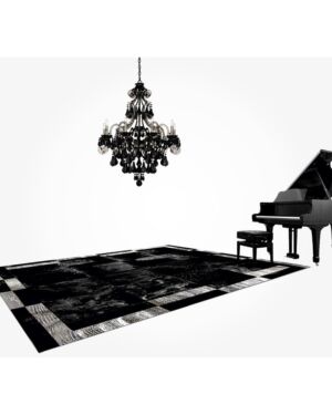 Leather Carpet K-1878 Black with Silver Frame