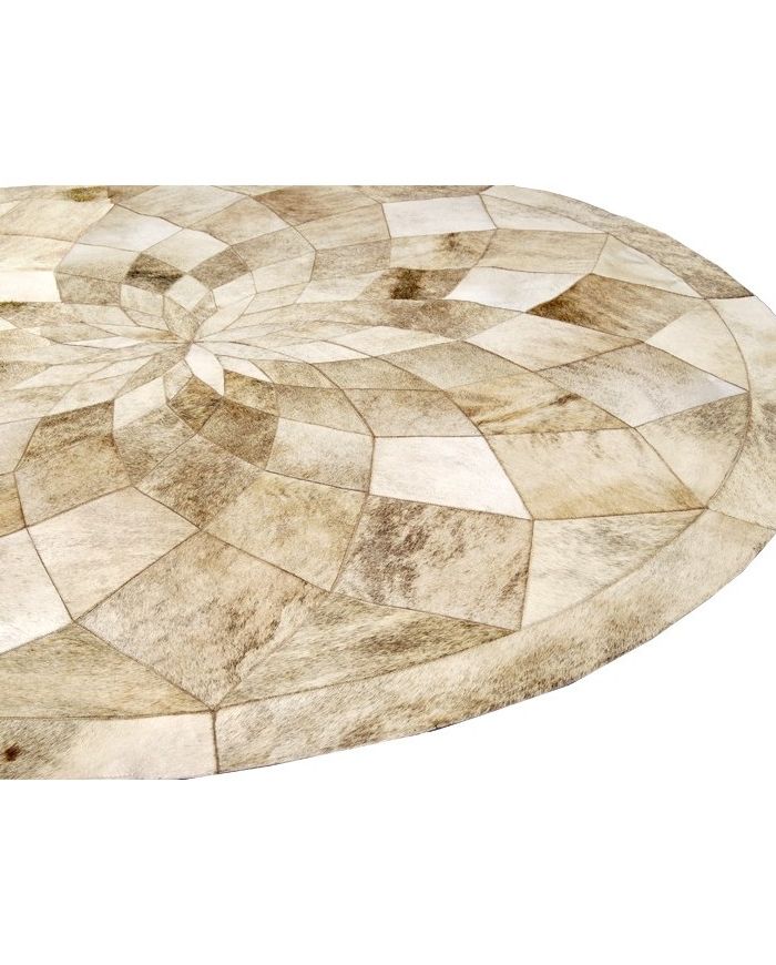 Patchwork Cowhide rug Circle DIAMOND LIGHT BEIGE k-106