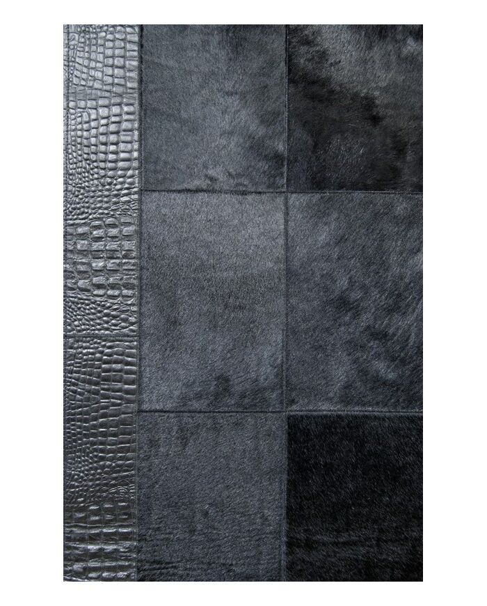 Patchwork Cowhide rug k-160 black frame croco nero