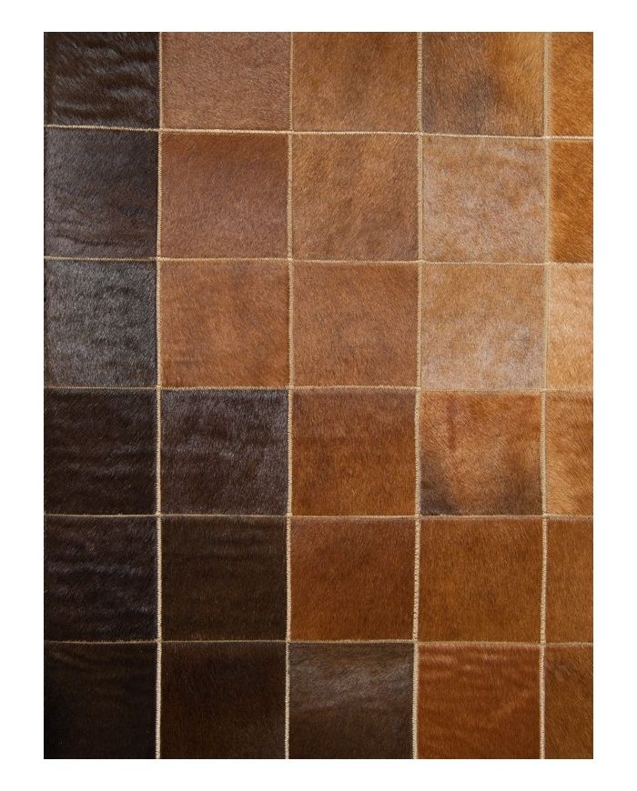 Patchwork Cowhide rug k-1825 mosaik baio cognak