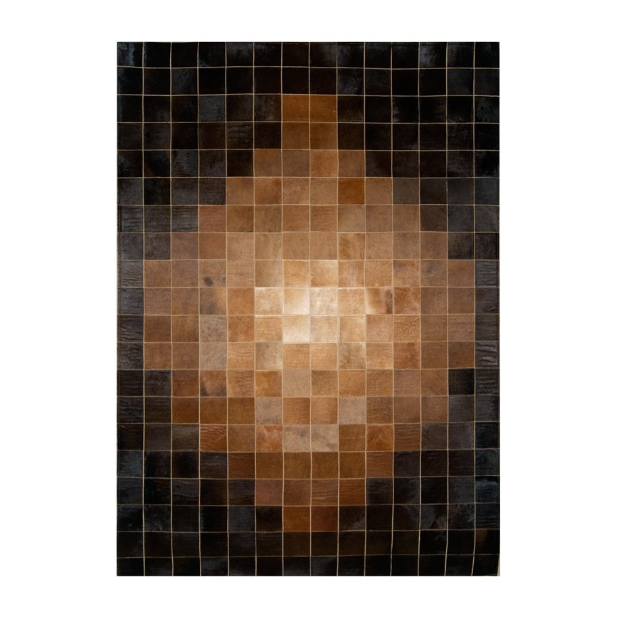 Patchwork-Kuhfellteppich k-1825 Mosaik Baio Cognac