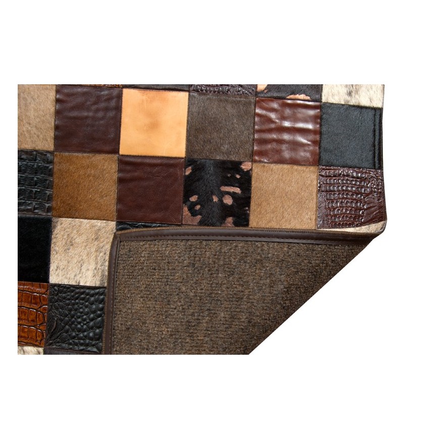 Patchwork Cowhide rug k-1857 mosaik multicolour brown