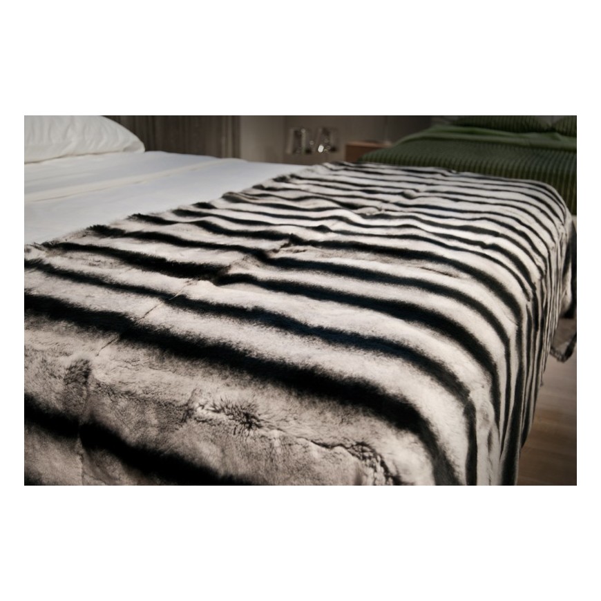 Chinchila Bedcover Rex Rabbit  Fur Blanket  | Fur Home k-305