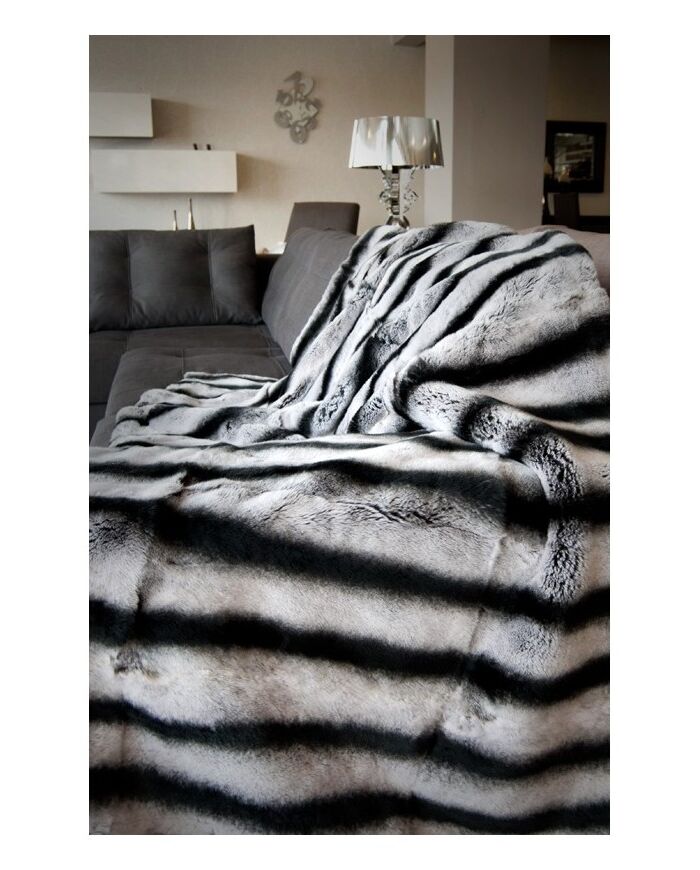 Chinchila Bedcover Rex Rabbit  Fur Blanket  | Fur Home k-305