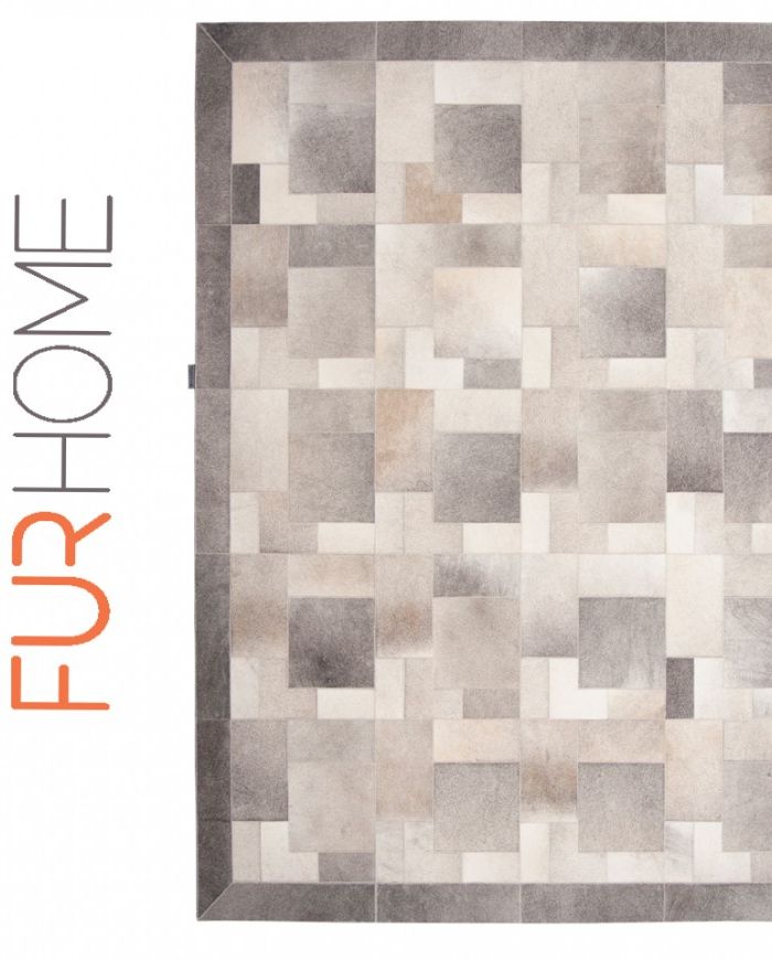 Patchwork Cowhide Rug k-1978 Puzzle light grey