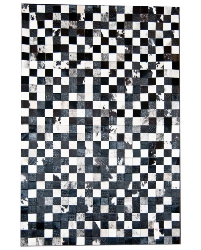 Mosaik Kuhfellteppich Mehrfarbig Schwarz-Weiß k-1112