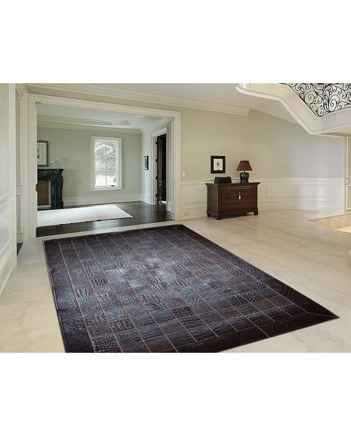 Hide rug crocco leather dark brown (t.moro)  with frame k-107