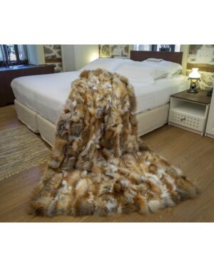 Golden real fox fur throw - blanket k-302