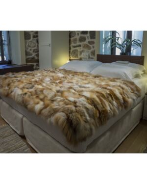 Golden real fox fur throw - blanket k-302