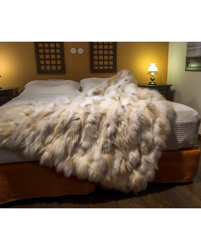 Golden island real fox fur throw - blanket k-301