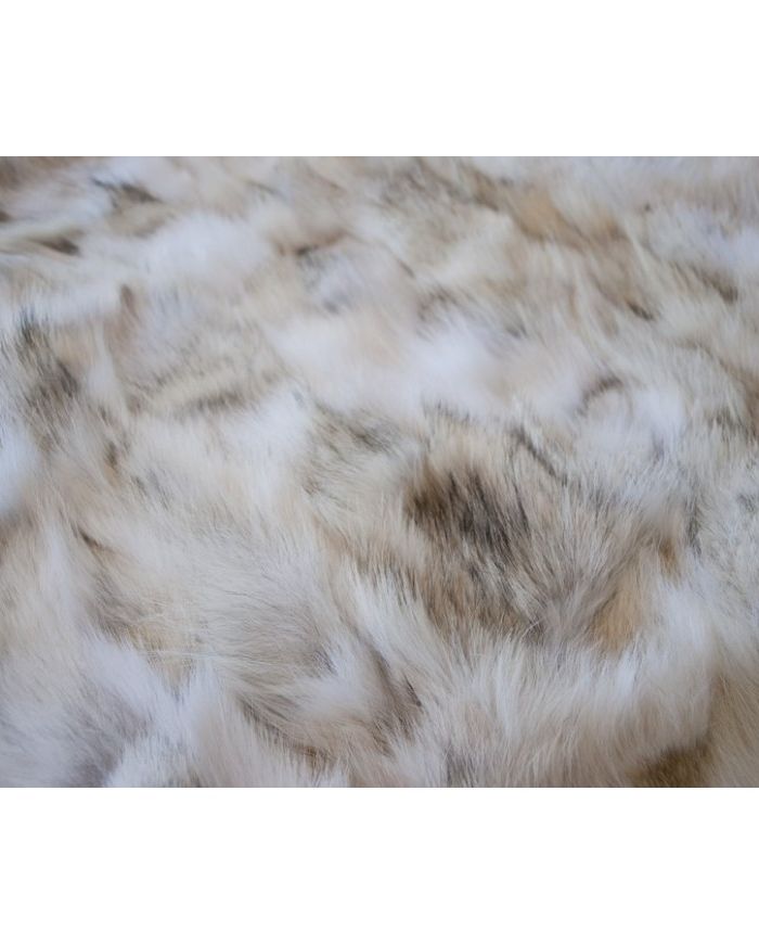 Real Fur rug wolf light beige white frame cognac pony k-1118