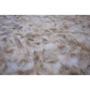 Real Fur rug wolf light beige white frame cognac pony k-1118
