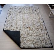 Real Fur rug wolf light beige white frame cognac pony k-1118