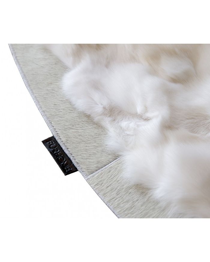 Furry Carpet Round White Ivory Fox k-152