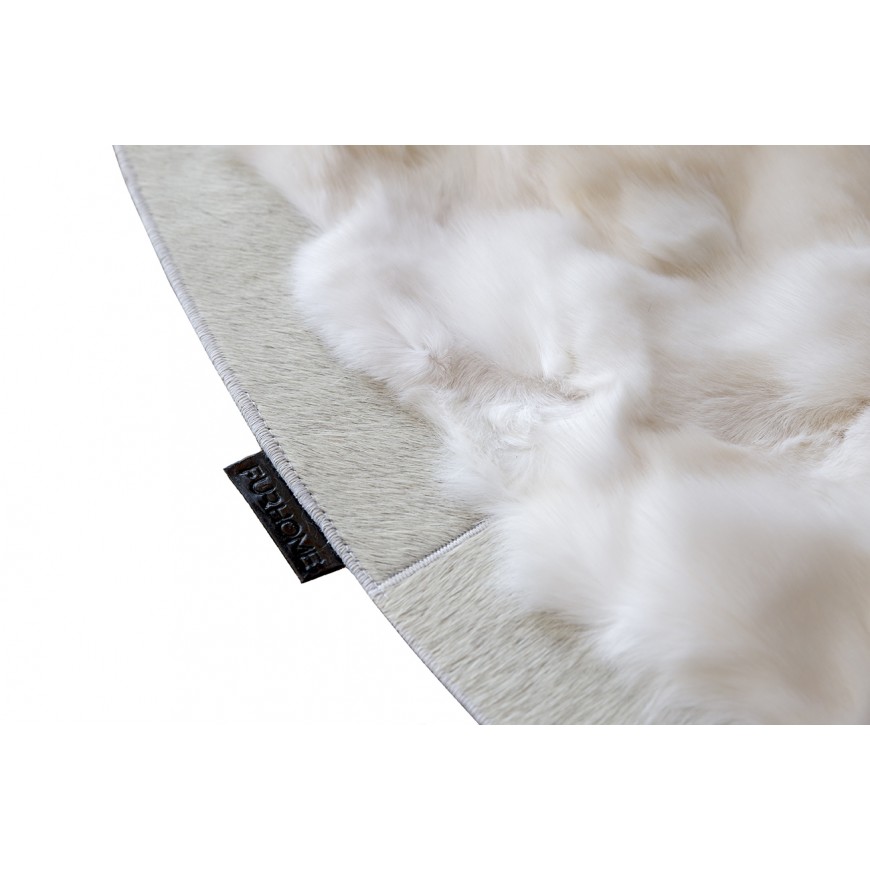 Furry Carpet Round White Ivory Fox k-152