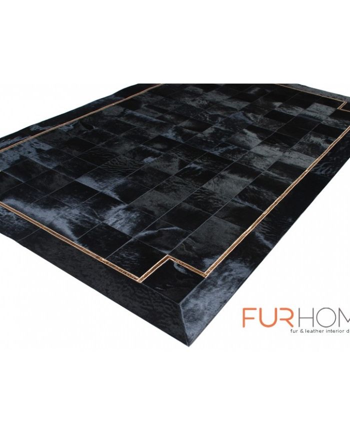 Black Hide Rug panels 20 Golden Croco line k-125