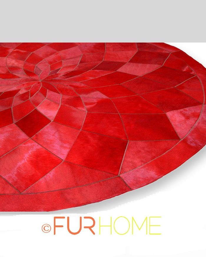 Round Leather Carpet Red Rotunda K-241