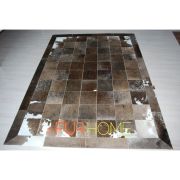Cowhide Rug  Olive Grey White Alpen in panels 20X20cm fr k-108