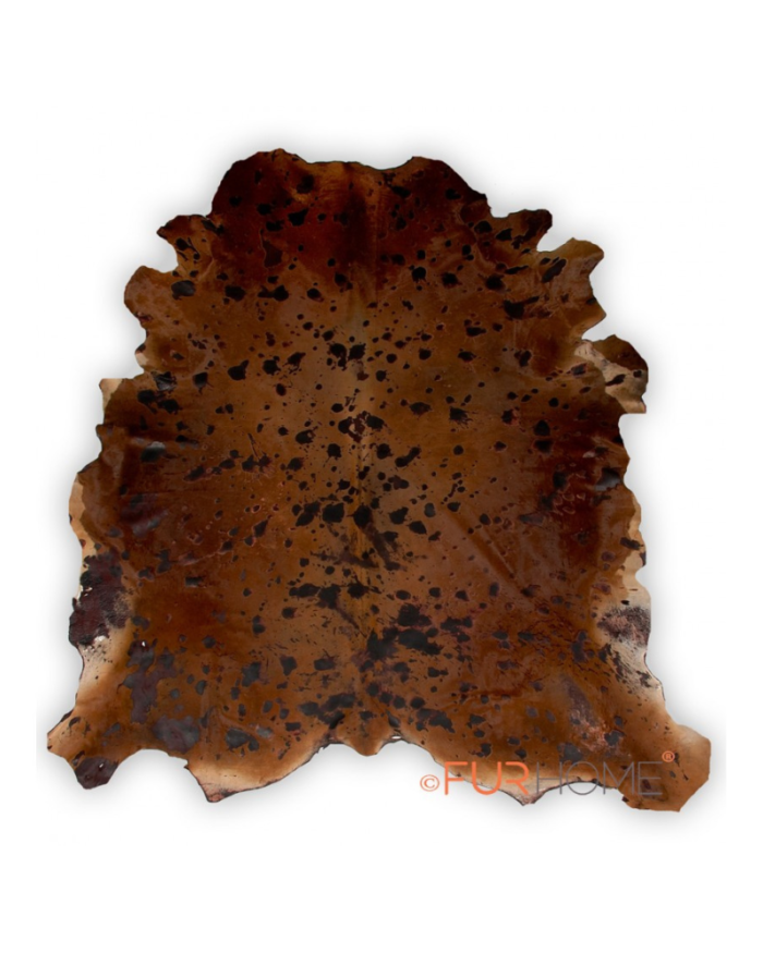 Cowhide Rug D-082 Brown light brown with dark brown spots (baio-mokka)