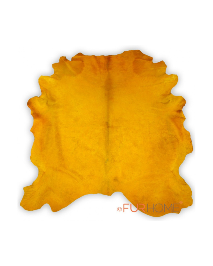 Yellow cowhide rug large size in free design