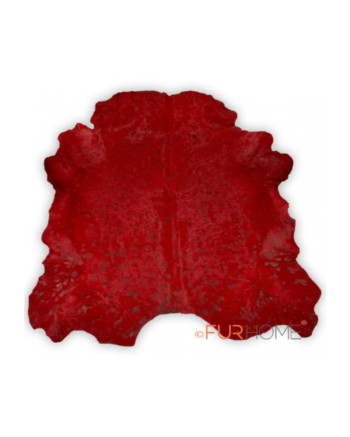 Red cowhide rug in animal shape big size