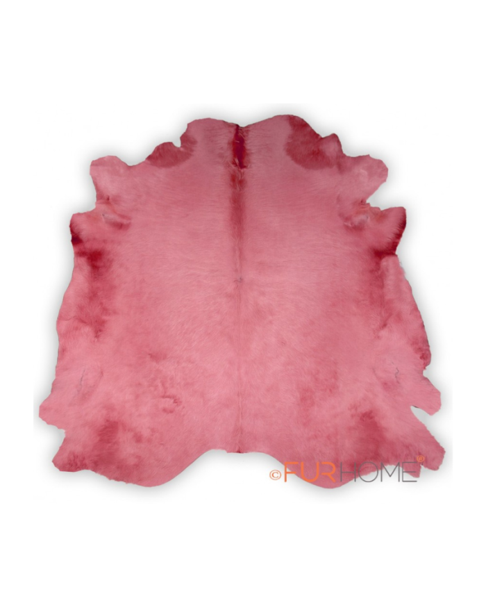 PINK COWHIDE RUG  IN ANIMAL SHAPE LARGE HIDE -ROSA