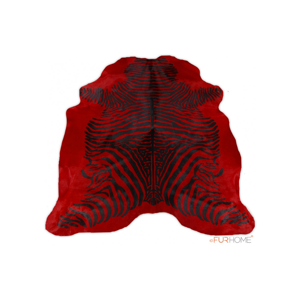 Cowhide Leather Red with Animal Print Zebra D-083 | FUR HOME