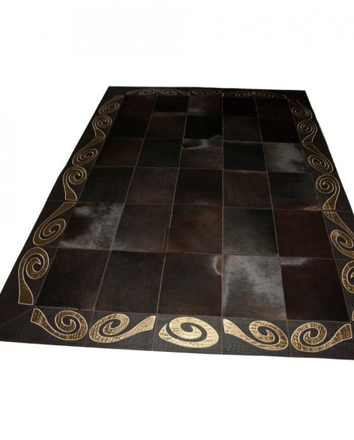 Gold with dark brown leather rug ART 1 K-099