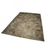 Gold Beige Patchwork-Teppich Puzzle Gold mit Rahmen k-136