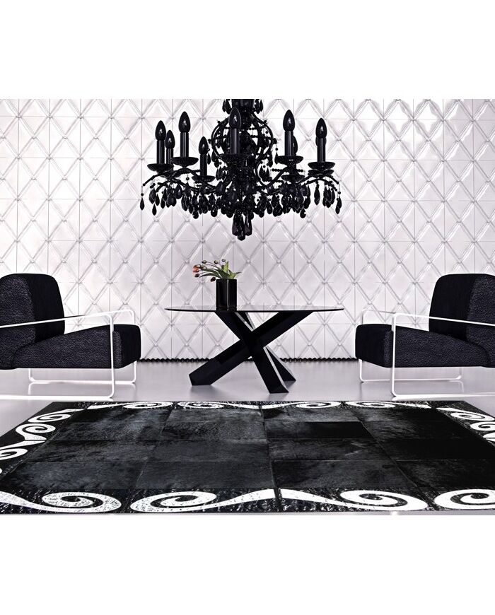 Silver Black Leather Carpet Art K-155