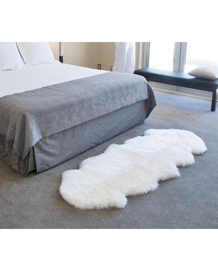 Lammfell Doppelter Teppich Farbe Elfenbein - Weiß