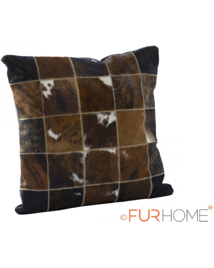 Cowhide cushion natural brown spot white  10 G-526