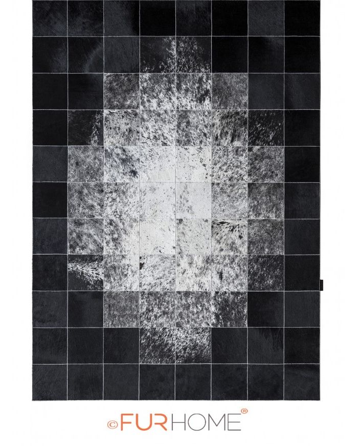 Patchwork cowhide rug 20 white ivory black k-104