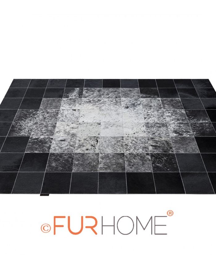 Patchwork cowhide rug 20 white ivory black k-104