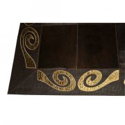 Gold with dark brown leather rug ART 1 K-099