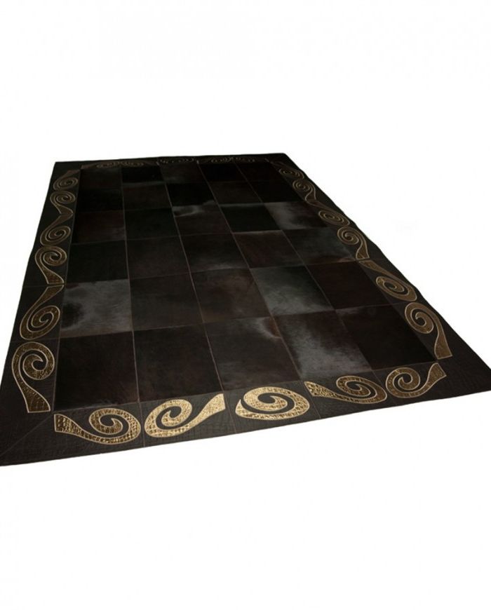 Gold with dark brown leather rug ART 1 K-099