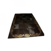 Gold with dark brown leather rug ART 1 K-099