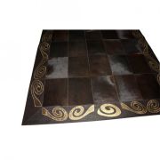 Gold with dark brown leather rug ART 1 K-099