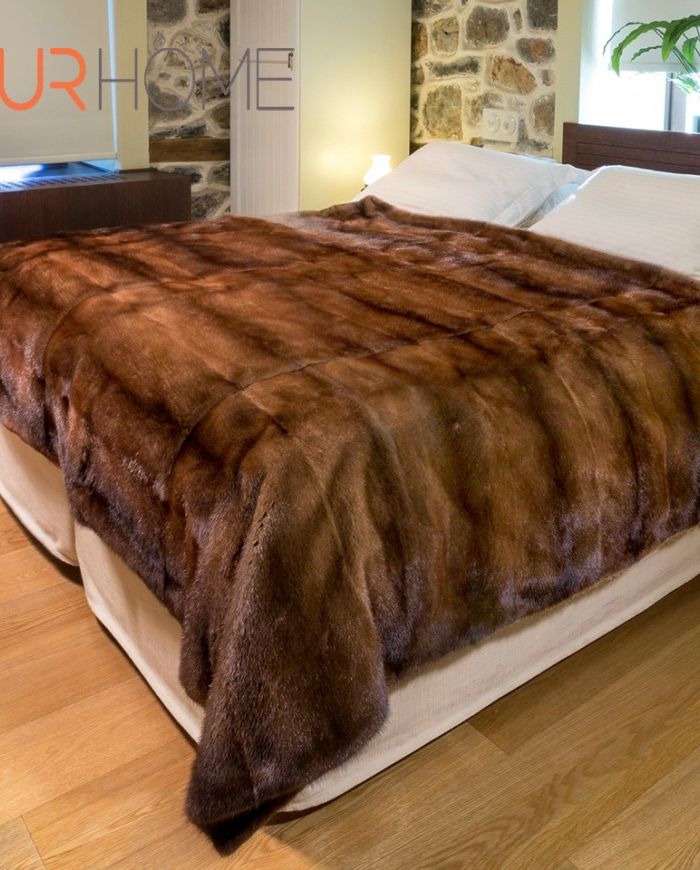 Brown Mink  Fur Blanket k-314