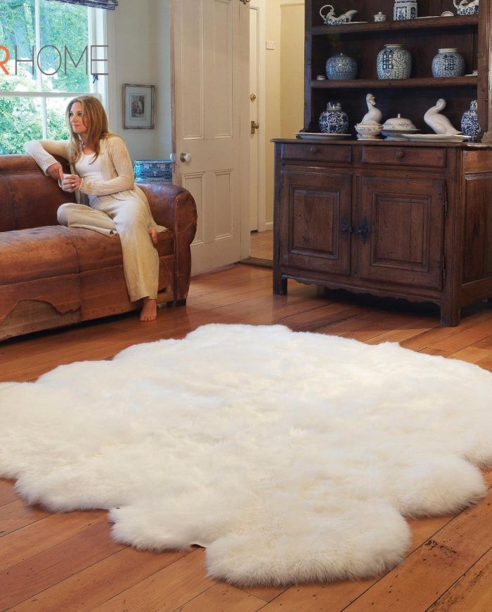 Sheepskin Rug 8 pcs white ivory